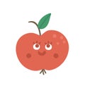 Vector kawaii apple illustration. Back to school educational clipart. Cute flat style smiling fruit with eyes. Funny picture for