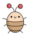 Vector kawaii brown bug icon for kids