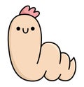 Vector kawaii brown worm icon for kids