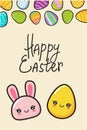 Vector kawaii egg emoji easter stickers