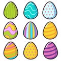 Vector kawaii egg emoji easter stickers