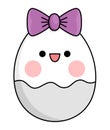 Vector kawaii egg icon for kids. Cute Easter symbol illustration. Funny cartoon character. Adorable spring smiling clipart with