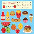 Vector kawaii food set