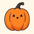 Vector kawaii jack-o-lantern icon isolated on white background. Cartoon smiling pumpkin illustration. Cute Halloween Royalty Free Stock Photo