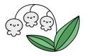 Vector kawaii lily of the valley icon for kids. Cute Easter symbol illustration. Funny smiling cartoon character. Adorable spring