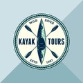 Vector kayak adventures badge design