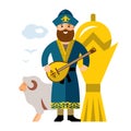 Vector Kazakh Man. Historical clothes. Kazakhstan. Flat style colorful Cartoon illustration