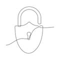 Vector metal padlock continuous one line drawing of padlock concept security sign illustration