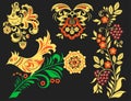 Vector khokhloma pattern design traditional Russia drawn illustration ethnic ornament painting illustration