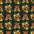 Vector khokhloma seamless pattern traditional Russia drawn illustration ethnic ornament painting illustration Royalty Free Stock Photo