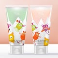 Vector Kid or Child Shampoo & Conditioner Toiletries Semi Transparent Tube