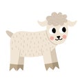 Vector kid goat icon. Cute cartoon illustration for kids. Farm little baby animal isolated on white background. Colorful flat Royalty Free Stock Photo