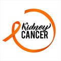 Vector Kidney Cancer Awareness Calligraphy Poster Design. Stroke Orange Ribbon. March is Cancer Awareness Month