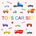 Vector kids car set cartoon color style on white background for scrapbooking Royalty Free Stock Photo