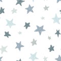 Vector kids pattern with doodle textured stars. Vector seamless background, black, gray, white, scandinavian style Royalty Free Stock Photo
