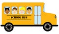 Vector Kids Riding A School Bus Royalty Free Stock Photo