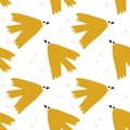 Vector kids seamless background pattern with scandinavian bird for baby shower, textile design. Simple texture for Royalty Free Stock Photo