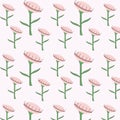 Vector kids seamless floral background pattern. Scandinavian pink flower. Hand drawn graphic design for paper, textile, fabric, Royalty Free Stock Photo