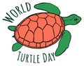 Turtle for kids - world turtle day greeting card