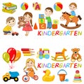 Vector kindergarten pattern with boys and girls