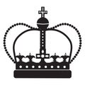 Vector king crown icon. Black silhouette royal queen crown, princess isolated on white Royalty Free Stock Photo