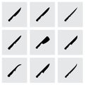 Vector kitchen knife icon set