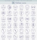 Vector kitchen outline icon set. Elegant thin line style design. Royalty Free Stock Photo