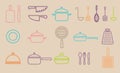 Vector kitchenware line icons