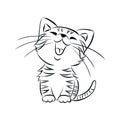 Vector kitten cute happy white cat smiling character cat drawing illustration