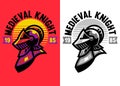 knight head helmet mascot logo set