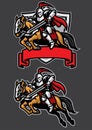 Knight warrior riding horse mascot