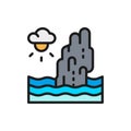 Koh Tapu Rock, James Bond Island, Thailand flat color line icon. Royalty Free Stock Photo