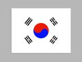 Vector Korean Flag, Official Country Symbol, Isolated on Gray Background Flat Object with Shadow.