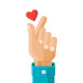 Vector korean heart hand gesture symbol in flat style