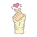 Vector korean heart hand gesture symbol