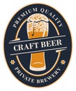 Label or banner for craft beer with glass of beer