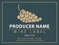 Vector label for wine with bunch of grapes