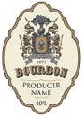 Label for brandy with coat of arms in curly frame Royalty Free Stock Photo