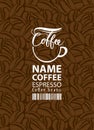 Label for coffee beans with cup and bar code