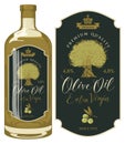 Vector label for olive oil with an olive sprig