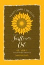 Label for refined sunflower oil with inscription