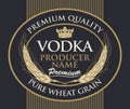 Vector label for vodka with wheat ears and crown