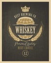 Label for whiskey with ears of barley and barrel Royalty Free Stock Photo