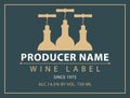 Vector label for wine with bottles and corkscrews