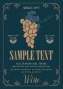 Vector label for wine with bunch of grapes