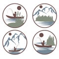 vector labels with fishing theme