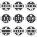 vector labels set of alcohol drinks