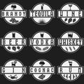 vector labels set of alcohol drinks