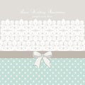Vector lace crochet card background with bow and retro dotted design Royalty Free Stock Photo