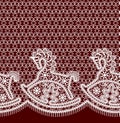 Vector Lace Horses. Red Background. Royalty Free Stock Photo